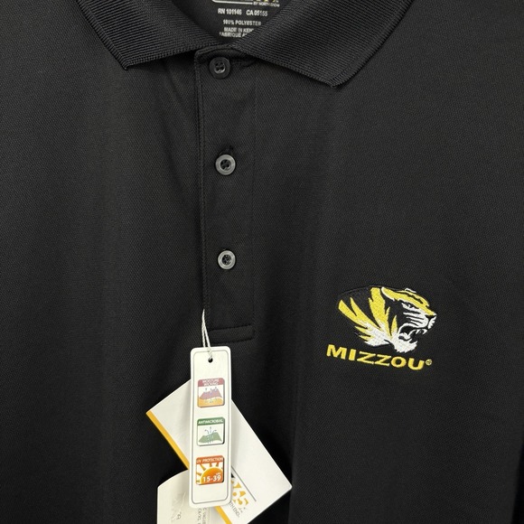 Missouri Tigers Polo Shirt Mens XL Black Yellow Gold Performance College NEW - Picture 4 of 9